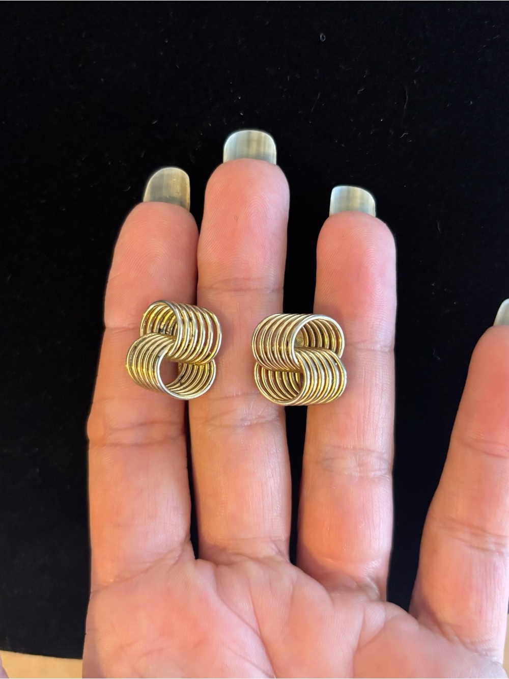 Vintage Gold Tone Coil Knot Screw-Back Earrings -Women Jewelry